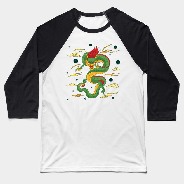 Chinese Dragon Baseball T-Shirt by Mako Design 